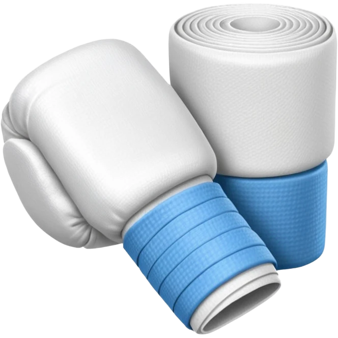 boxing hand wraps object icon, rolled athletic bandage for hands, white fabric texture, sporty combat gear, clean detailed look, 3D cartoon, mobile game icon style, centered, clean background, no text, no watermark
 emoji
