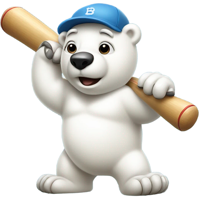 Polar bear playing baseball emoji