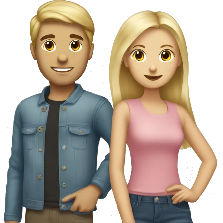 blonde girl with brunette boy couple emoji