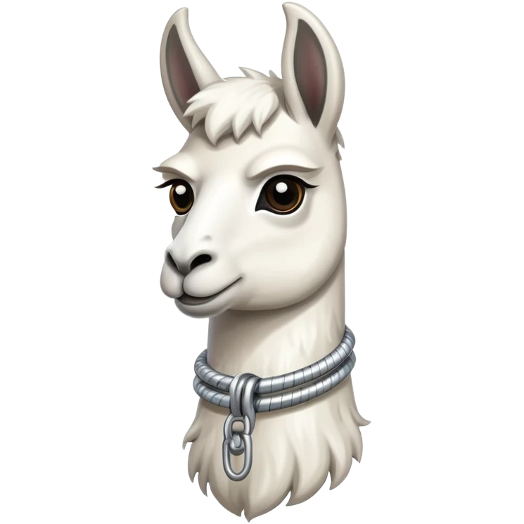 white llama with a long steel resilient coil around the neck emoji