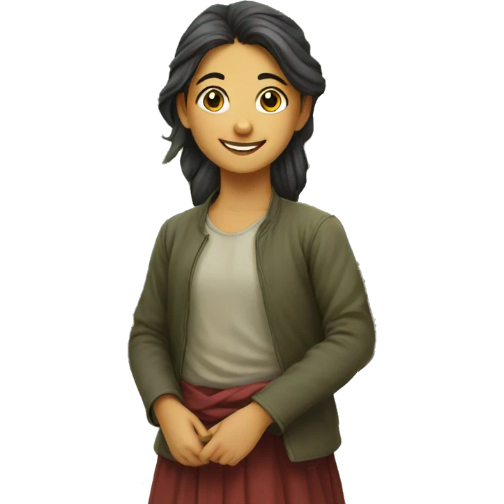 smiling girl under a tree, Kurdish  emoji