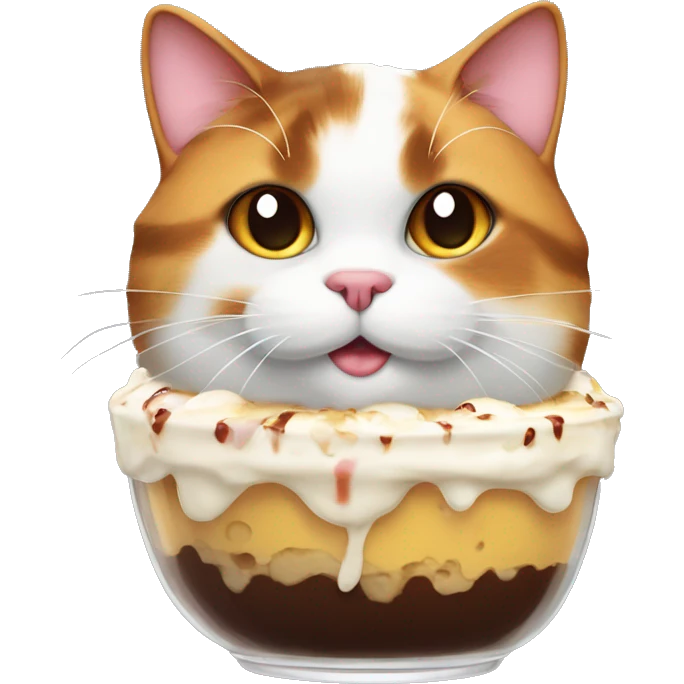 Realistic Fat calico cat with sundae emoji