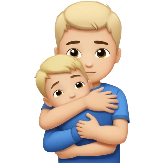 Little boy, being crushed by hug ￼ emoji