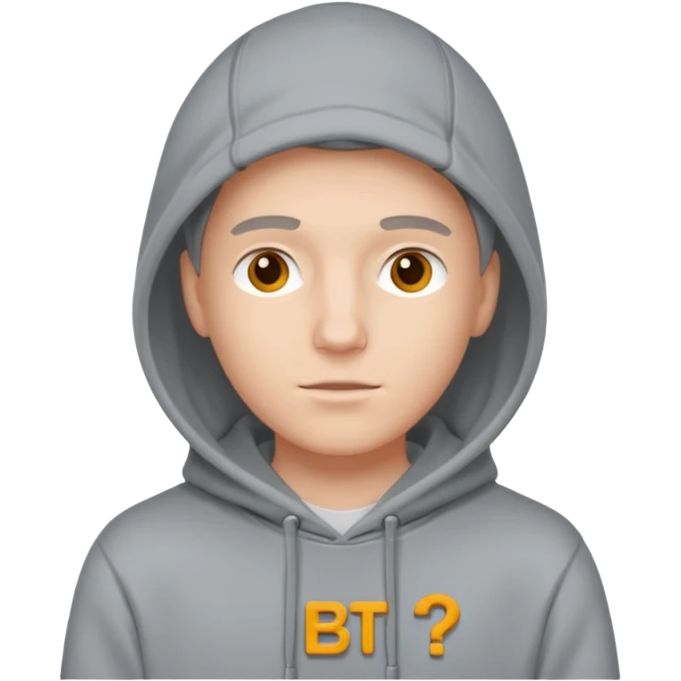 make an image of white person wearing hoodie with BST letters on it emoji