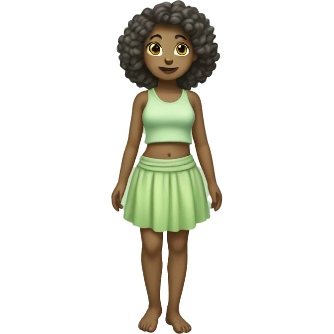 Barefoot nymph, with pastel green top and skirt emoji