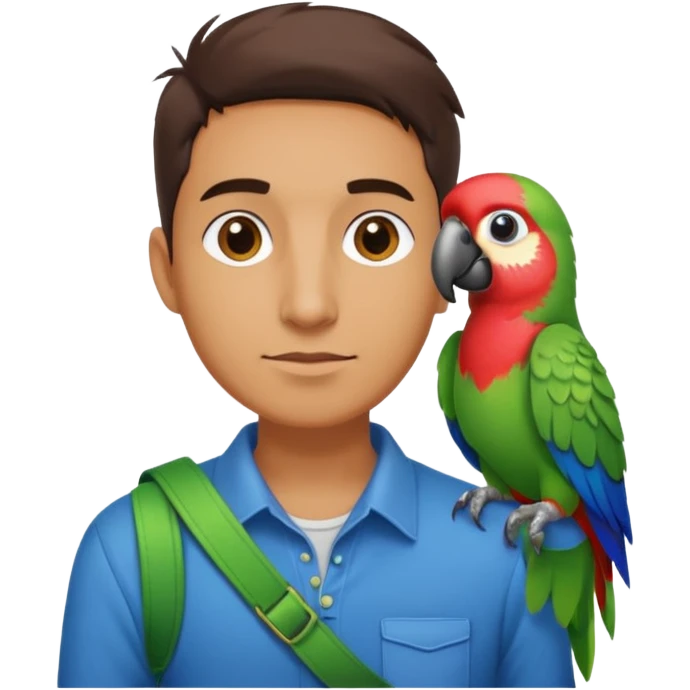 Walker + parrot on shoulder, Pet Walkers. Full body. emoji