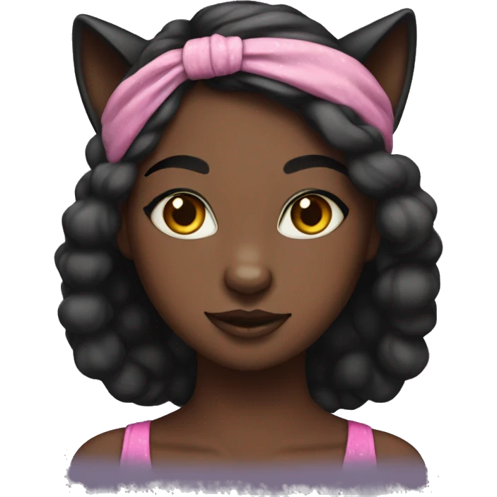 black female cat with makeup headband emoji
