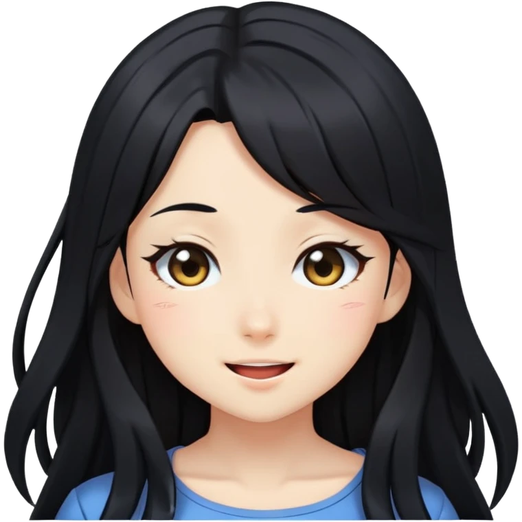 anime girl, long hair, winking, playful emoji