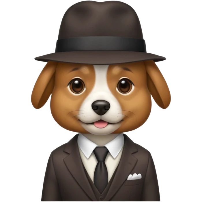 dog wearing a suit with a hat on emoji