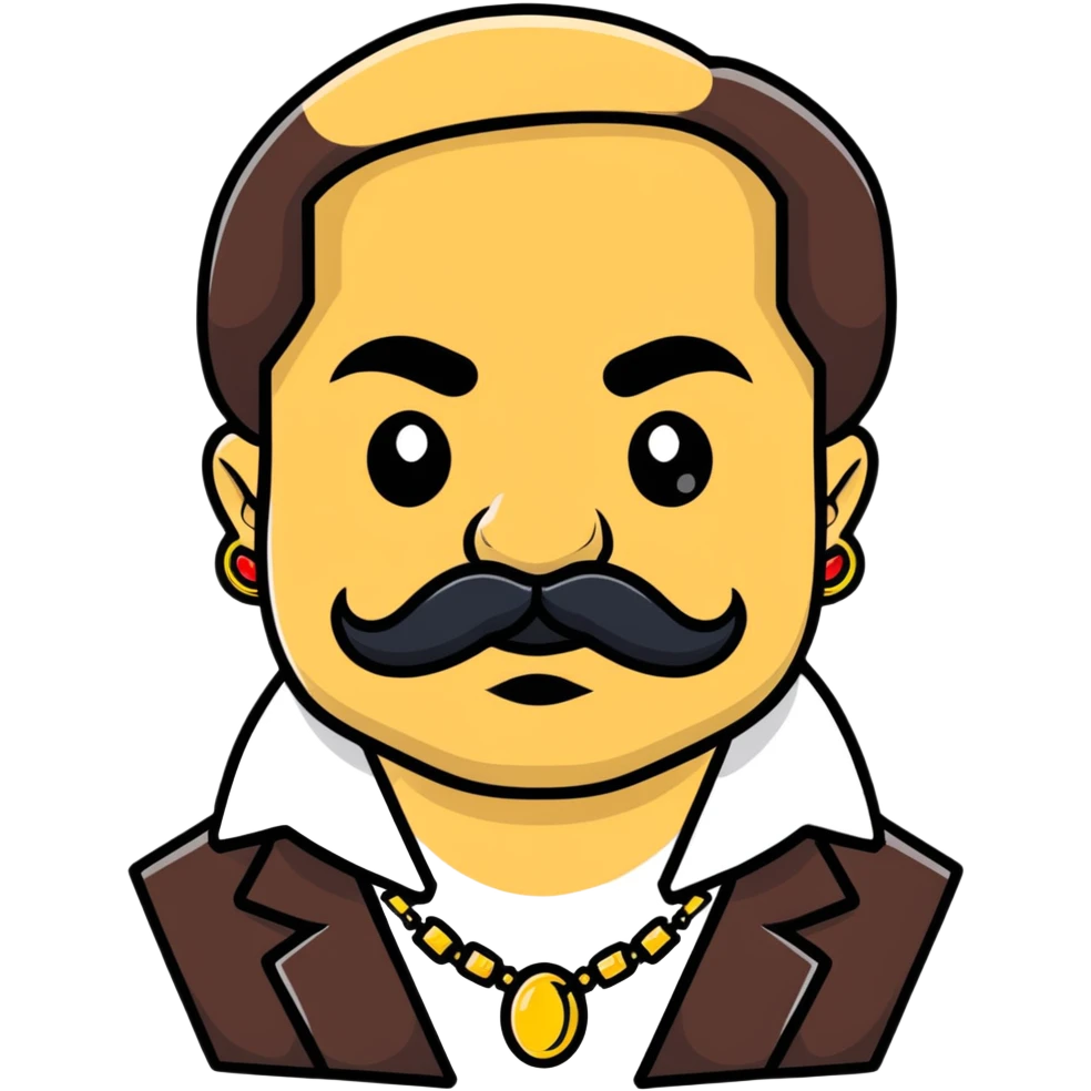 El Chapo character with distinctive mustache and flashy jewelry emoji