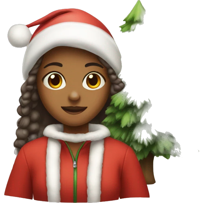 Girl with Christmas tree emoji