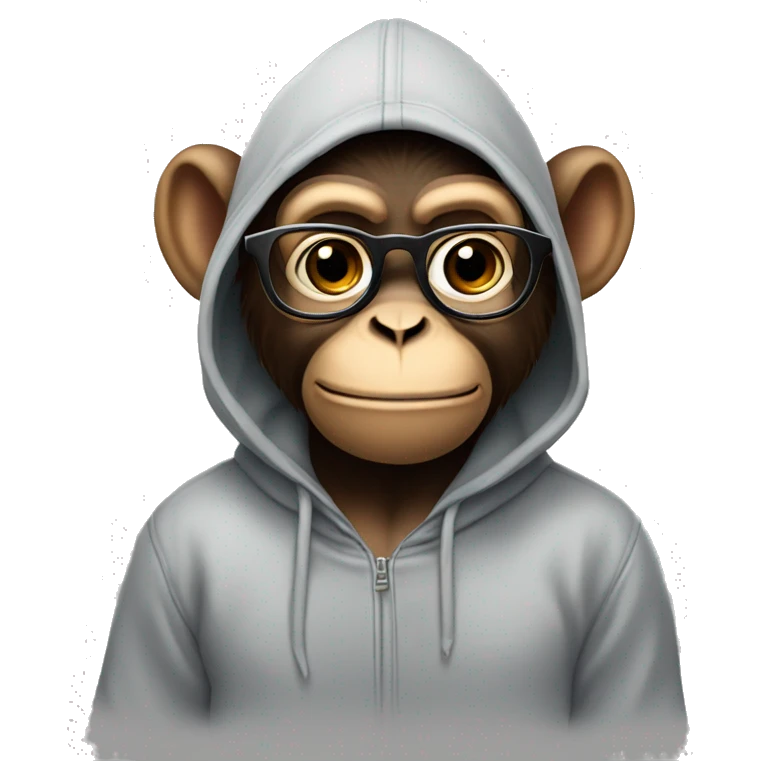 A monkey wearing glasses and a hoodie that says justice for Kyleigh emoji