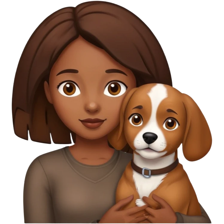 Black girl holding brown dog emoji