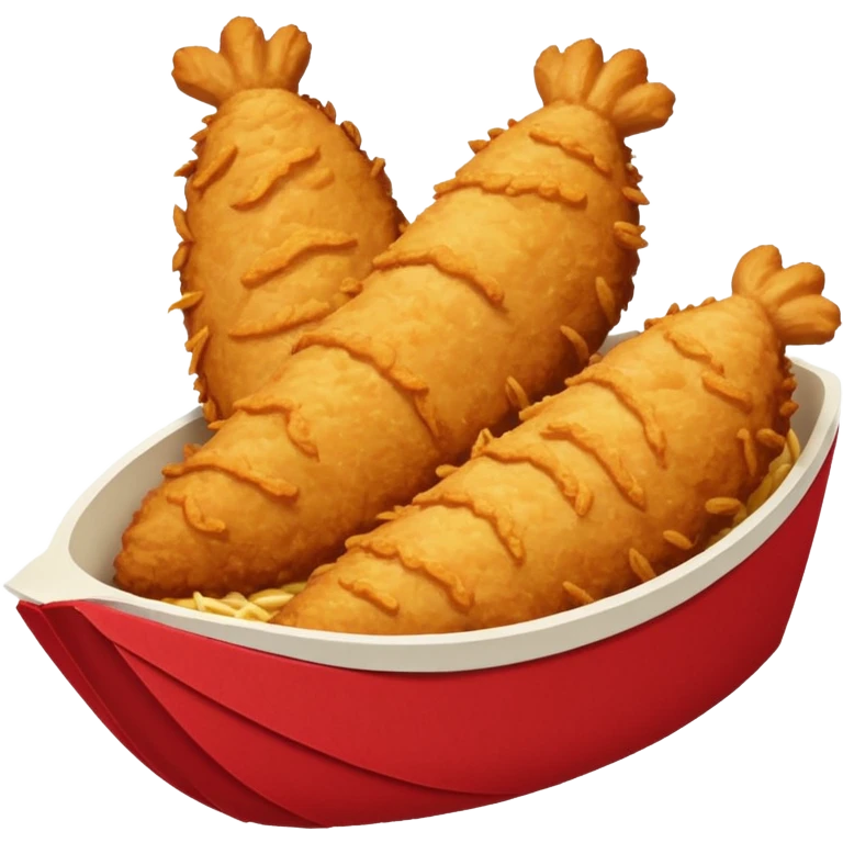 5 breaded chicken tenders in a red paper food boat  emoji