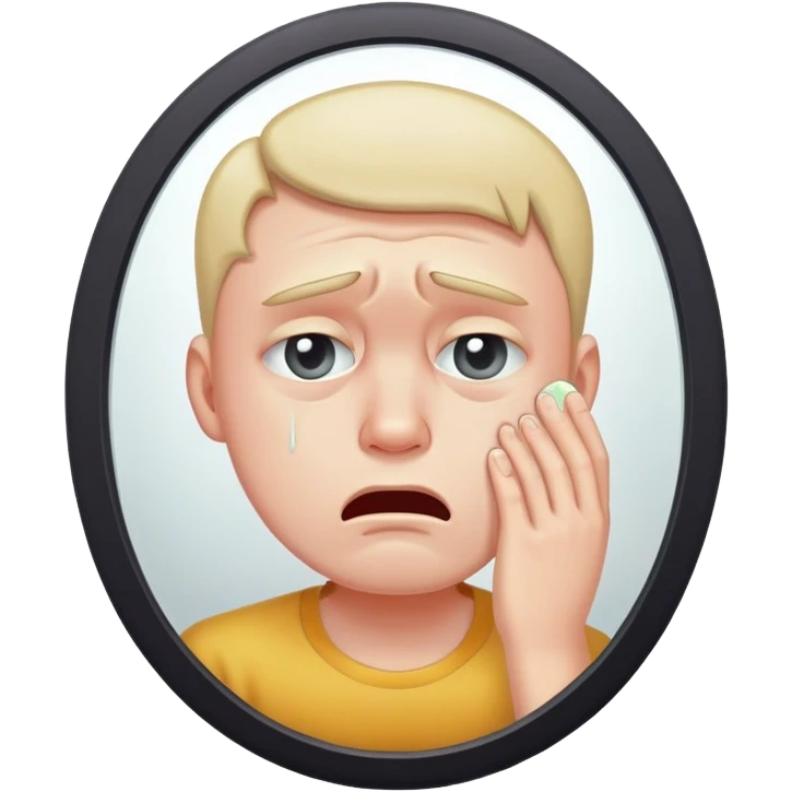 crying and Disappointed male face in the mirror emoji