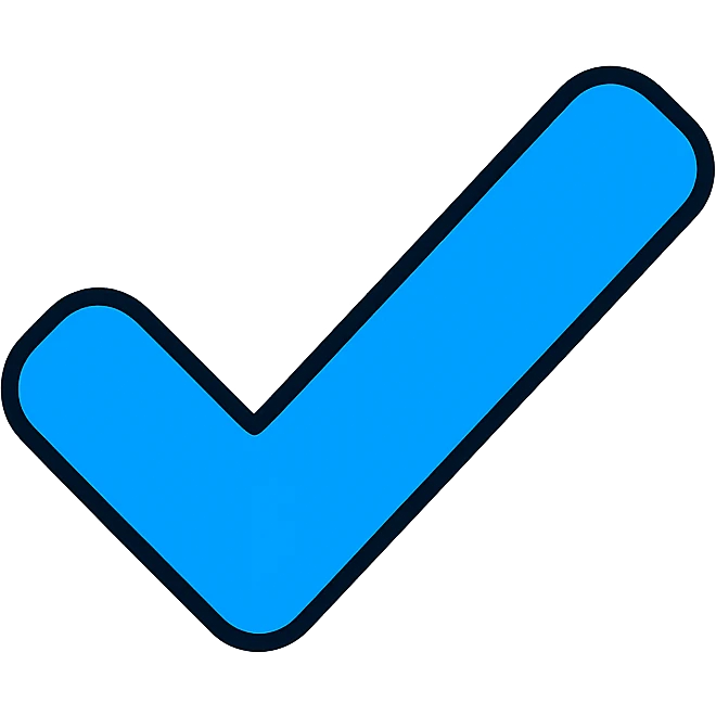 blue tick checkmark icon, simple, modern, transparent background emoji