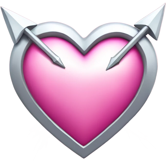 Silver Bow with pink arrow shot through heart with a white lightning bolt emoji