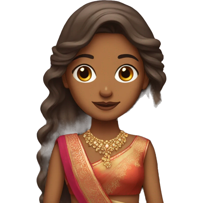 Long hair Brown girl with lehenga emoji