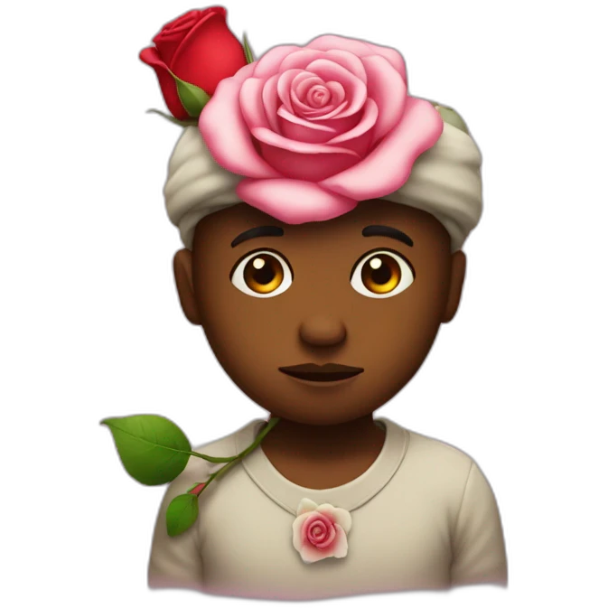Sad enjoi with a rose on head emoji