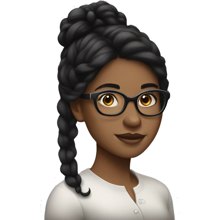 long black haired girl, fair skin, with white glasses and earrings emoji