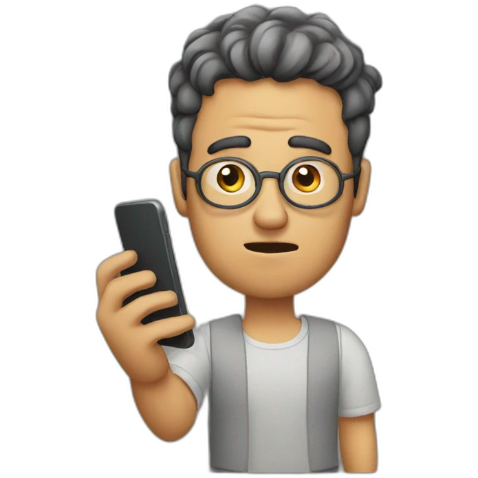 man looking confused to his phone emoji