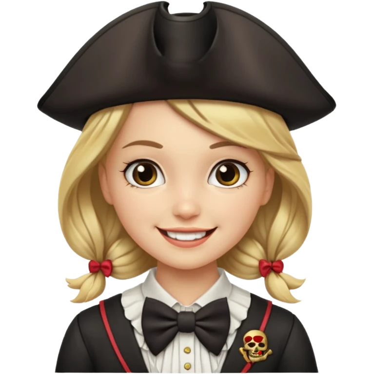 girl pirate with bow tie emoji