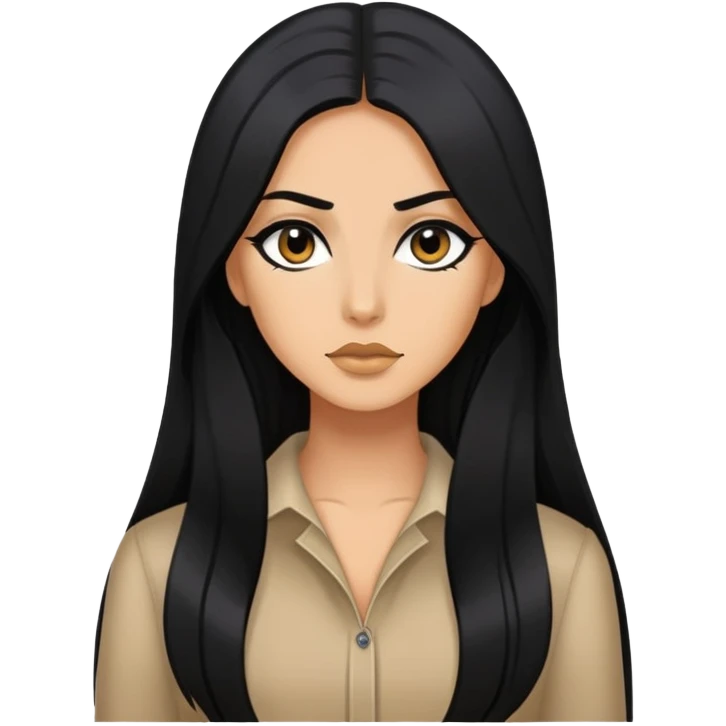 Long black hair, sharp eyeliner Baddie emoji