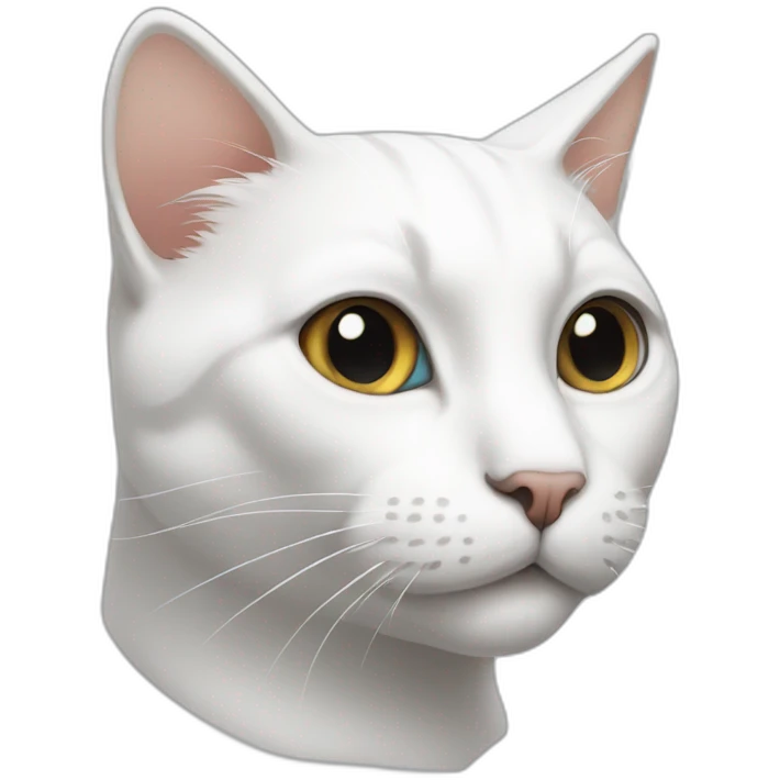 White cat with black portion on head emoji