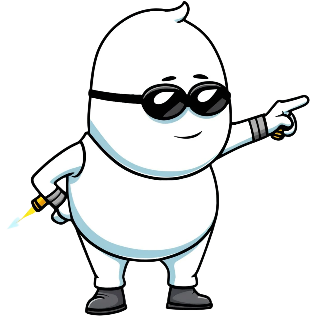 Gru from Despicable Me pointing a freeze ray emoji