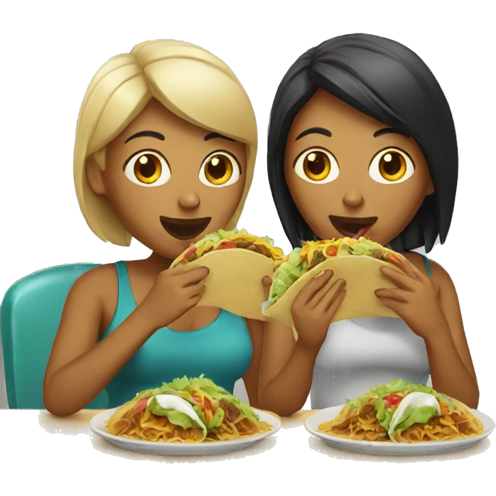two women eating tacos emoji