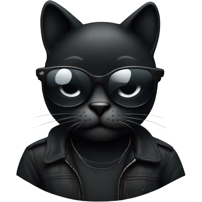 A Black Cool Cat like with black shades  emoji