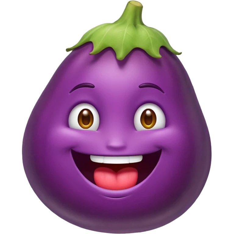 Face emoji with egg plant in mouth emoji