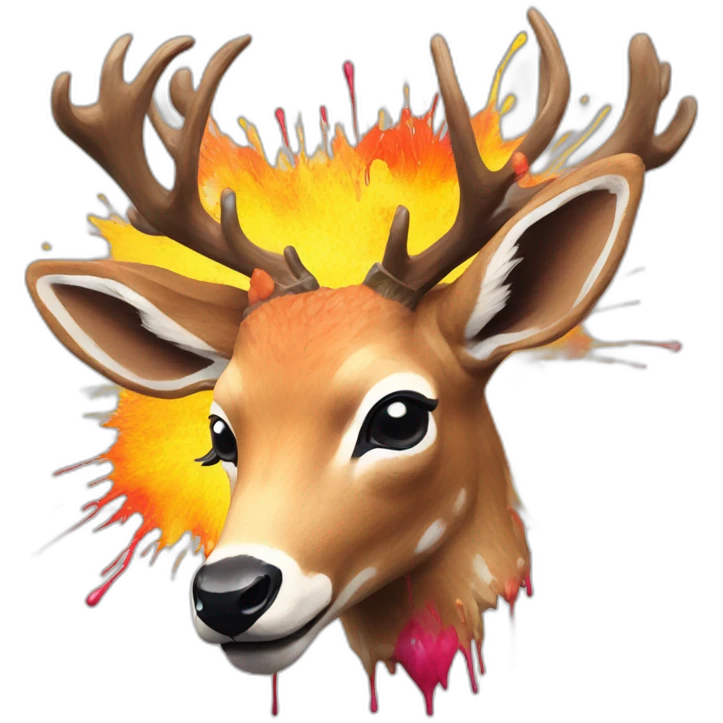 deer painted with an explosion of paints emoji
