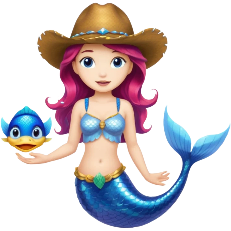 Mermaid wearing a cowboy hat emoji