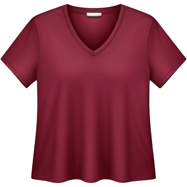 only a wine red V-neck t-shirt, cropped short length, flat lay, isolated garment, white background, no model, no person emoji