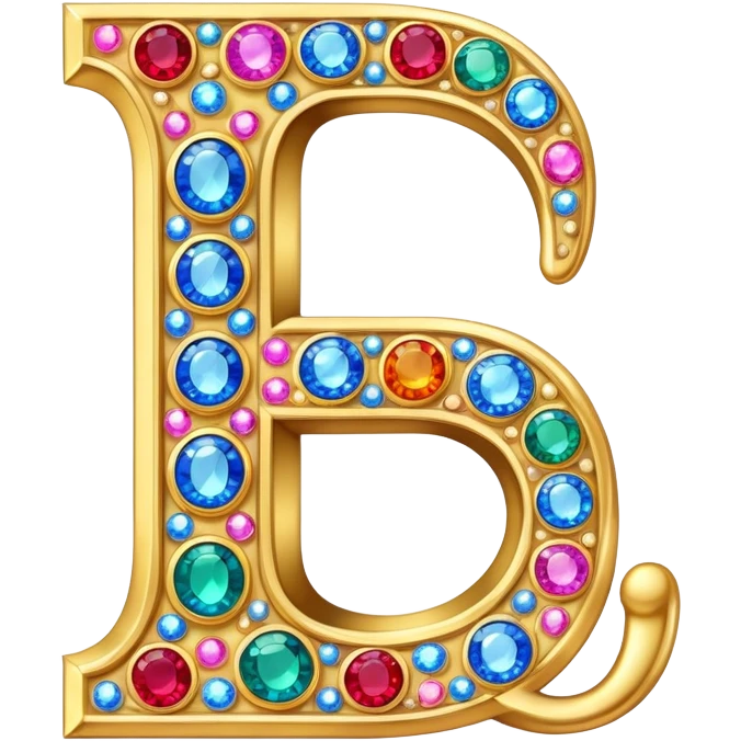 letter J decorated with colorful jewels and gems emoji