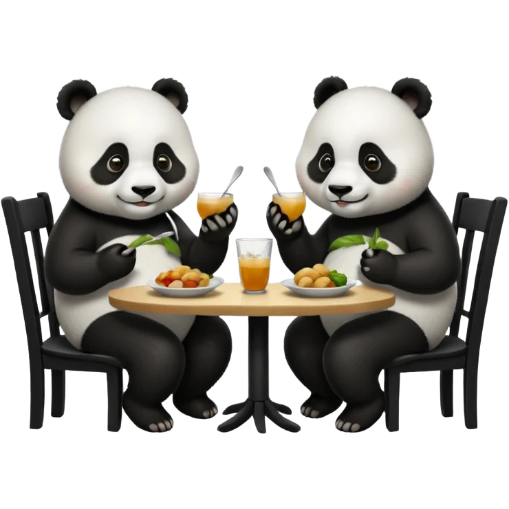 4 pandas à table emoji