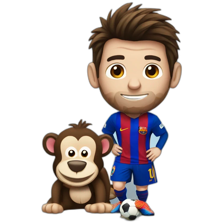 Messi the soccer player with a monkey emoji