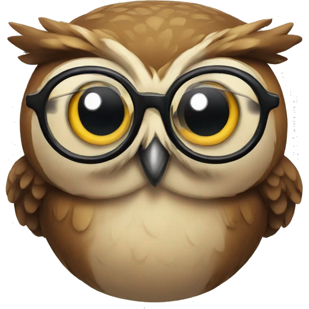 An owl wearing glasses emoji
