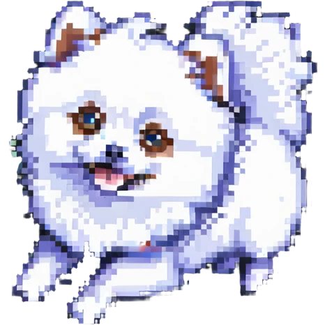 white Pomeranian dog rolling playfully pixel art emoji