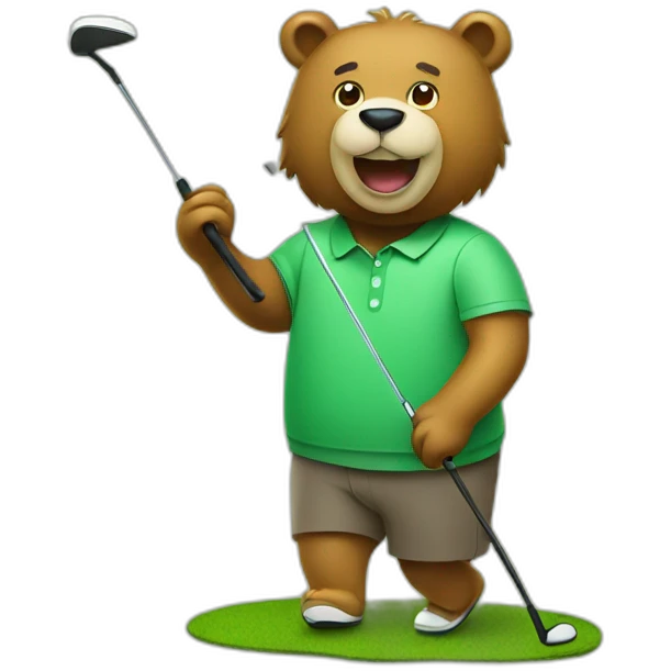 Bear playing golf emoji