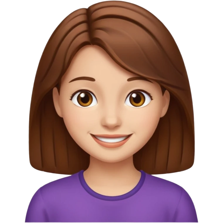 girl with brown hair smiling emoji