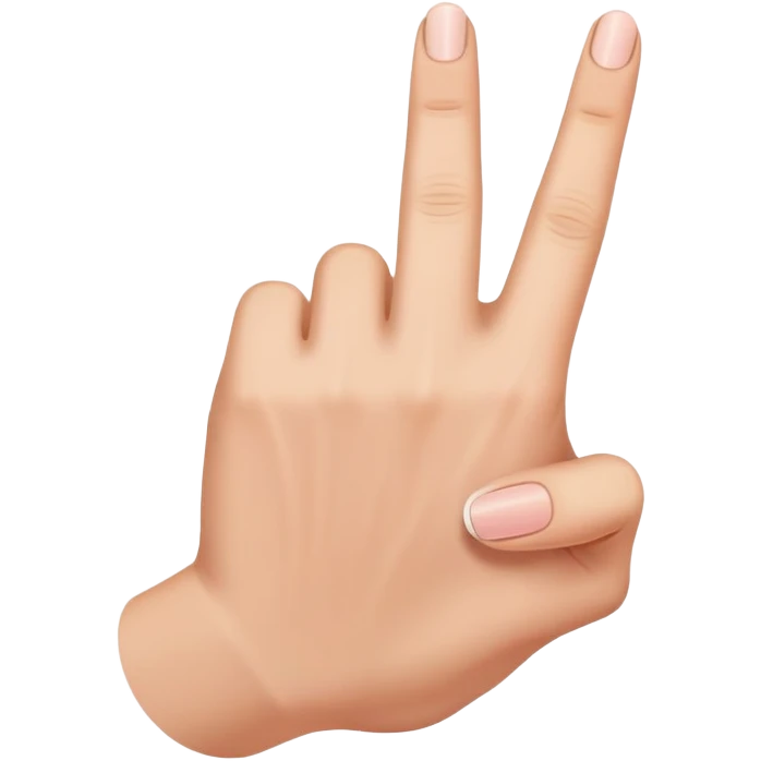 A hand gesture that is sideways with the pointer finger and pinky finger down, and the middle and ring finger pointing up. Have the hand slightly rotated at a 90 degree angle emoji