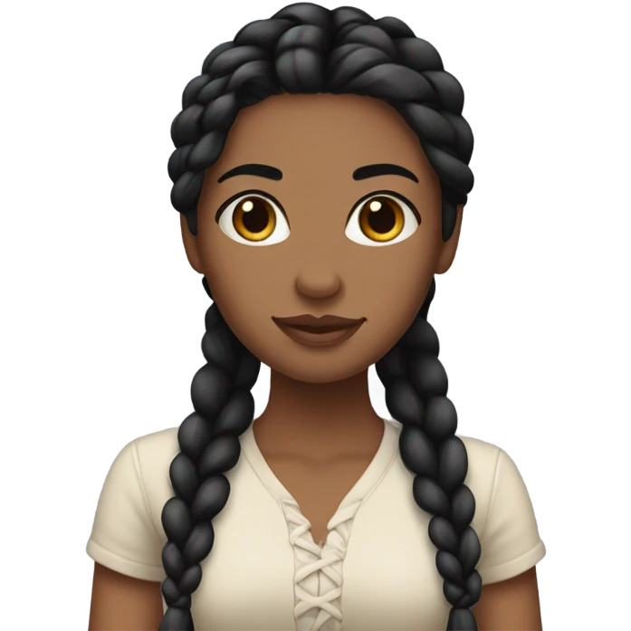 Beije girl with dark black braid hair emoji
