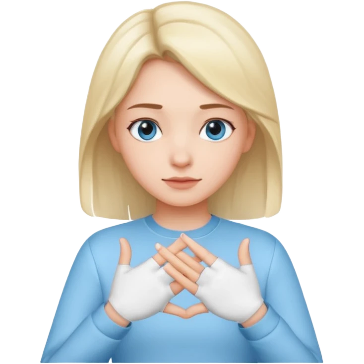 Girl with two hands in front no flowers and make them at different levels emoji
