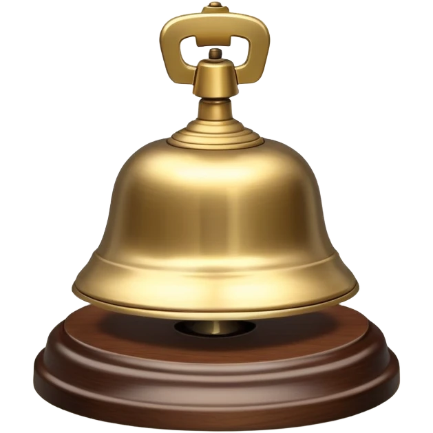 A hotel bell with a polished brass surface on a wooden base emoji
