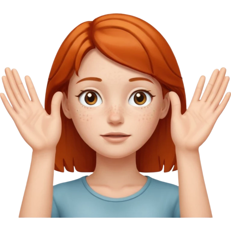 Girl with two hands in front out facing upwards  emoji