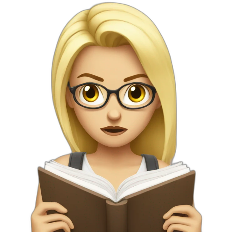 Blondie studying and getting angry emoji