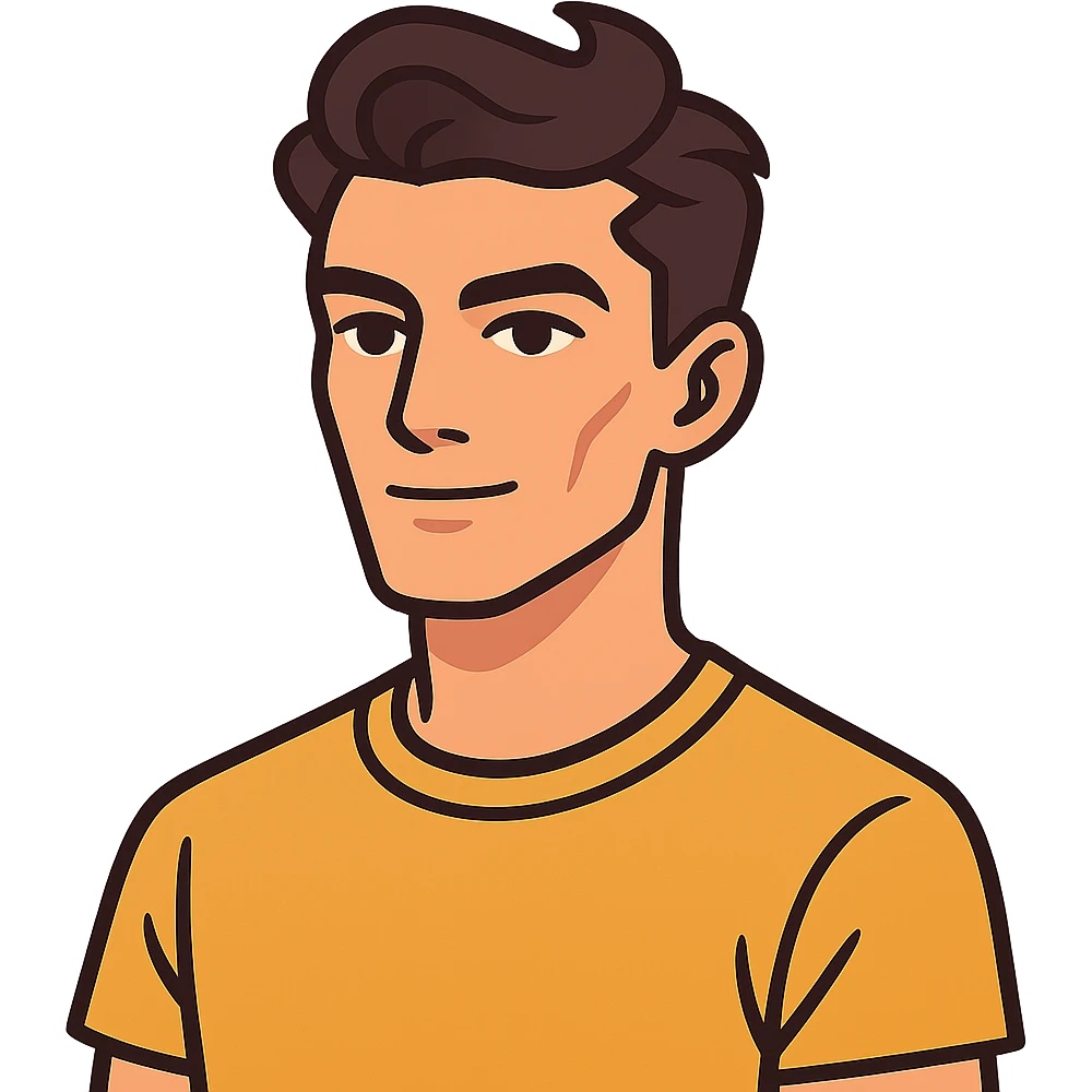flat toon style sigmaboy with confident and calm expression, kind eyes, pronounced cheekbones emoji