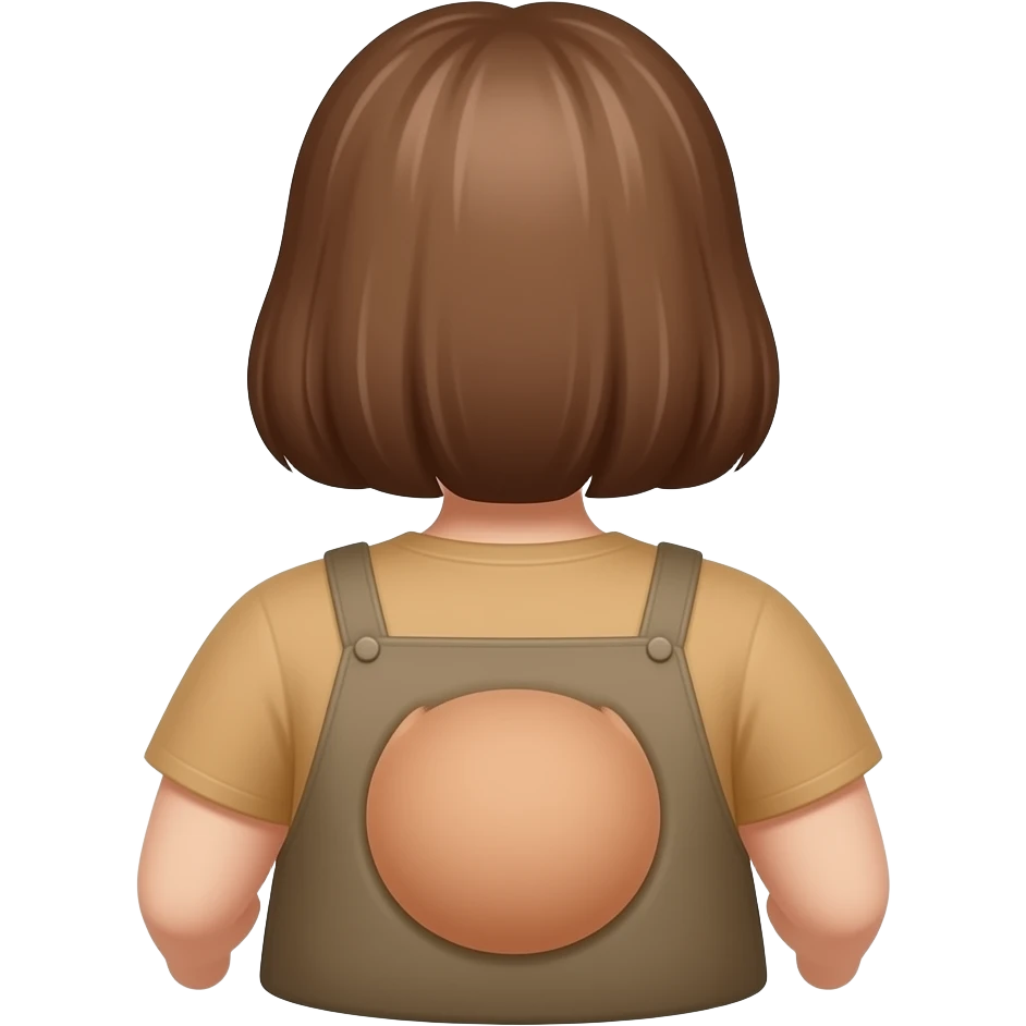 Brown tone emoji female shirt turned around to see the back of her head with a fatter naked brown ass emoji